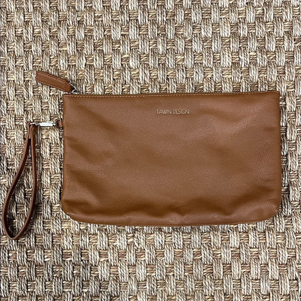 Fawn Design Rich Brown Wristlet Clutch Pouch